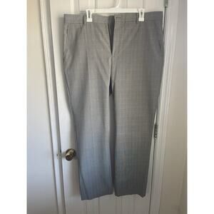 Chambers Men's Straight Fit Gray Plaid Dress Pants Flat Front 38W